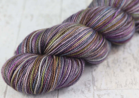 VERY BERRY SWIRL: SW Merino/Nylon - Hand dyed variegated sock yarn - tight twist - "Overdyed Collection"