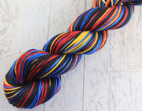 MIDNIGHT: Pima Cotton - Fingering Weight - Variegated Hand dyed yarn