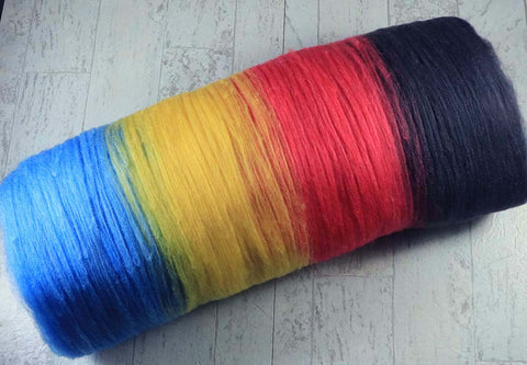 SARASOTA SUNSET: SW Merino-Silk-Nylon-Sparkle Pencil roving - 2.0 oz - Hand dyed Spinning wool