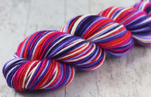 RASPBERRY MACARON 2: Superwash Merino - Worsted Weight - Hand dyed Self-Striping yarn