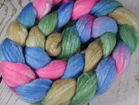WINTER SUNSET SC 3: Targhee Bamboo Silk Wool Top - 5 oz - Hand dyed spinning wool