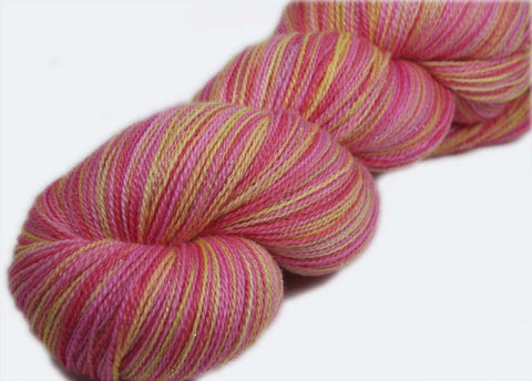 AVOCADO CHEESECAKE: Superfine Merino-Silk lace yarn - Hand dyed Variegated yarn