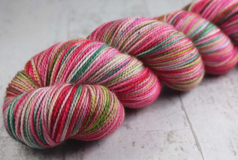 VERY BERRY SWIRL: SW Merino/Nylon - Hand dyed variegated sock yarn - tight twist - "Overdyed Collection"