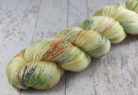 MANGO SORBET: Superwash Merino-Silk-Stellina Sparkle Lace yarn - Hand-dyed Tonal Tropical fruit yarn