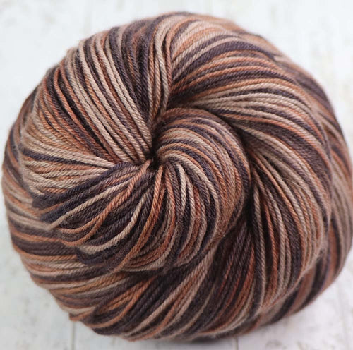 A STUDY IN BROWNS: SW Merino / Nylon - Hand dyed Self-striping Sock Yarn - *Discounted*