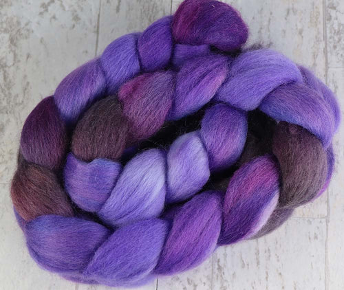 A STUDY IN PURPLES: Falkland roving - 4.0 oz - Hand dyed spinning wool