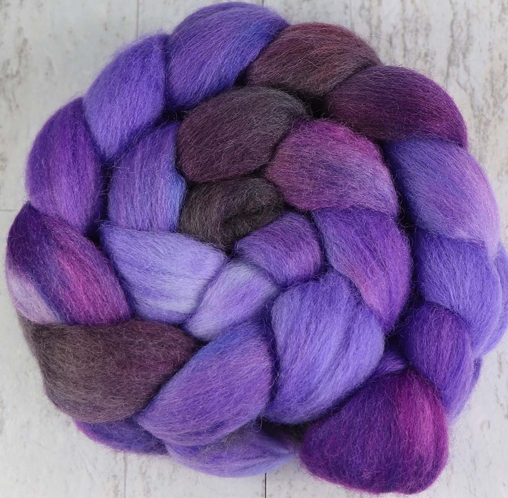 A STUDY IN PURPLES: Falkland roving - 4.0 oz - Hand dyed spinning wool