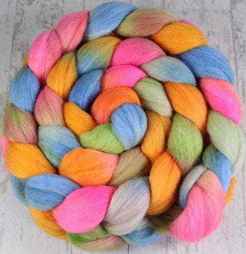 AURORA ICE BAR: Rambouillet / Merino / Bright Nylon roving - 5.0 oz - Hand dyed spinning wool