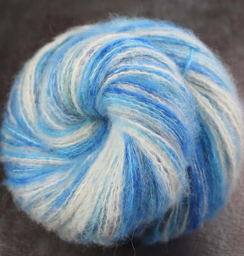 ABOVE THE EDGE: Baby Alpaca, Merino, Cotton - Hand dyed variegated fluffy fingering yarn