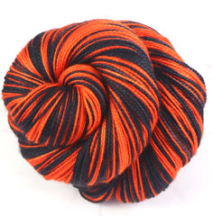 BLACK - ORANGE : SW Merino/Nylon sock weight - Hand Dyed Self-striping yarn - CINCINNATI, HALLOWEEN