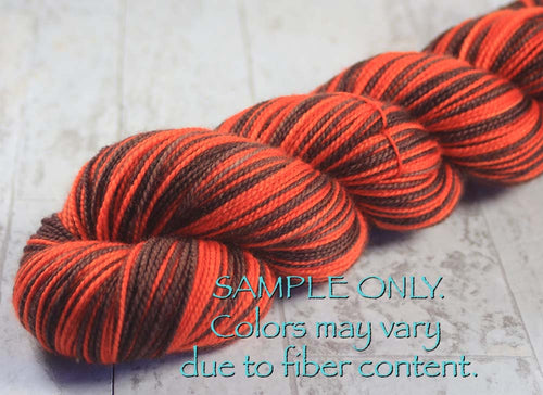Dyed-To-Order: BROWN-ORANGE - Hand dyed Sports Team Self Striping Sock Yarn - CLEVELAND