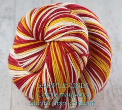 Red Gold White: Self Striping Yarn - Dyed to Order - Sports Team / Kansas City, Los Angeles