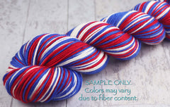 Blue Red White: Self Striping Yarn - Dyed to Order - Sports Team / BUFFALO