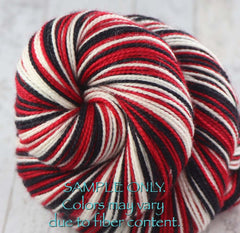 Red Black White: Self Striping Merino Sock Yarn - Sports Team Colors / Tampa Bay, Chicago, Portland, Georgia - Hand Dyed to Order