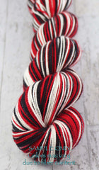 Red Black White: Self Striping Merino Sock Yarn - Sports Team Colors / Tampa Bay, Chicago, Portland, Georgia - Hand Dyed to Order