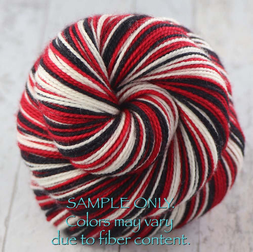 Red Black White: Self Striping Merino Sock Yarn - Sports Team Colors / Tampa Bay, Chicago, Portland, Georgia - Hand Dyed to Order