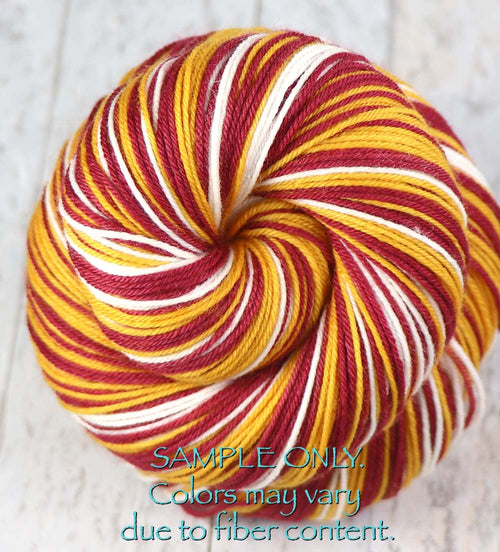 Burgundy Gold White: Self Striping Yarn - Dyed to Order - Sports Team / Washington DC