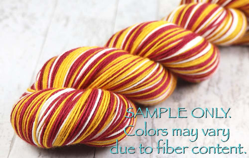 Dyed-To-Order: BURGUNDY-GOLD-WHITE - Hand dyed Sports Team Self Striping Sock Yarn - WASHINGTON DC