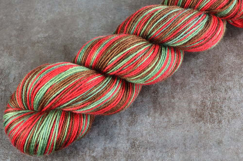 FALL FOREST: SW Merino/Nylon/Cashmere - Hand dyed Self-striping Sock yarn