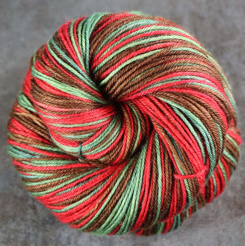 FALL FOREST: SW Merino/Nylon/Cashmere - Hand dyed Self-striping Sock yarn