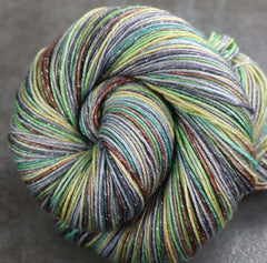 HAWAIIAN STORM CLOUDS: SW Merino/Lurex Sparkle - Hand dyed Variegated sock yarn