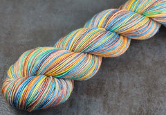 LAST SUNSET AT TURTLE BAY 2: SW Merino/Lurex Sparkle - Hand dyed Variegated sock yarn