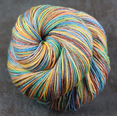LAST SUNSET AT TURTLE BAY 2: SW Merino/Lurex Sparkle - Hand dyed Variegated sock yarn
