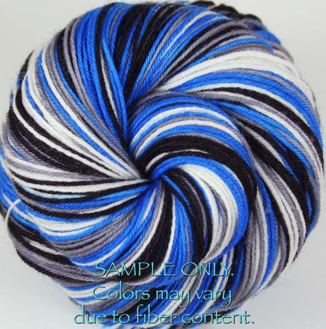 Blue Gray White: Self Striping Yarn - Dyed to Order - Sports Team / Dallas, Connecticut