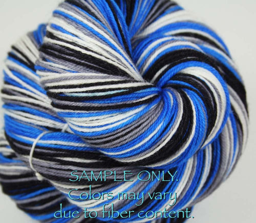 Blue Gray Black White: Self Striping Yarn - Dyed to Order - Sports Team / Detroit