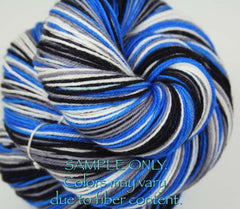 Blue Gray Black White: Self Striping Yarn - Dyed to Order - Sports Team / Detroit