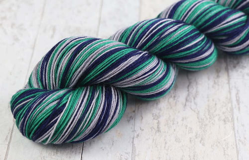 BLUE TEAL GRAY: SW Merino/Nylon - Hand dyed Self-Striping sock yarn - Seattle