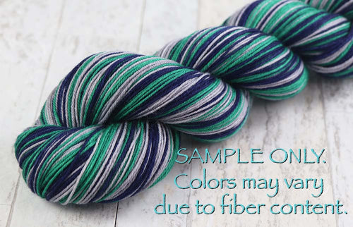 Dyed-To-Order: BLUE-TEAL-GRAY - Hand dyed Sports Team Self Striping Sock Yarn - SEATTLE
