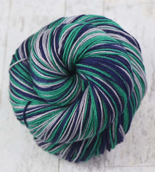 BLUE TEAL GRAY: SW Merino/Nylon - Hand dyed Self-Striping sock yarn - Seattle