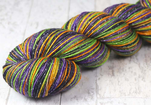 MONSTER MASH 2: SW Merino Lurex Sparkle - Hand dyed Variegated sock yarn