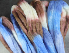 OUTRIGGER RUN: Polwarth Silk roving - 4.0 oz - Hand dyed spinning wool