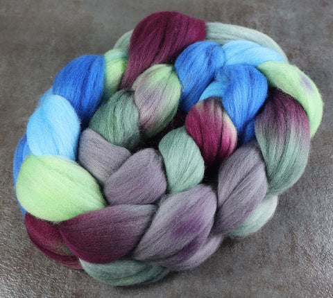 FIORIBUNDA: Organic Polwarth roving - 4.0 oz - Hand dyed Spinning wool