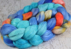 POOLSIDE SUNSET: Bluefaced Leicester / Sparkle Nylon - 4.0 oz - Hand dyed spinning wool - roving