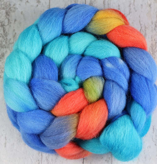 POOLSIDE SUNSET: Kent Romney - 4.0 oz - Hand dyed spinning wool - roving