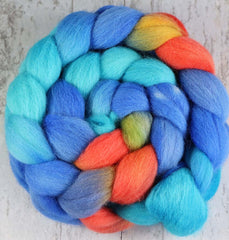 POOLSIDE SUNSET: Kent Romney - 4.0 oz - Hand dyed spinning wool - roving