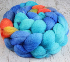 POOLSIDE SUNSET: Kent Romney - 4.0 oz - Hand dyed spinning wool - roving