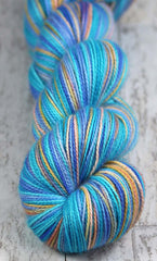 POOLSIDE SUNSET: SW Merino/Nylon - Hand dyed variegated sock yarn - tight twist