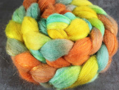 QUEBEC CANDLES: Bluefaced Leicester / Sparkle Nylon - 5.0 oz - Hand dyed spinning wool - roving
