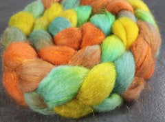 QUEBEC CANDLES: Bluefaced Leicester / Sparkle Nylon - 5.0 oz - Hand dyed spinning wool - roving