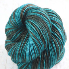 ROCKY SEAS: SW Merino/Nylon - Hand dyed variegated sock yarn - tight twist - "Overdyed Collection"