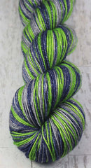 BLUE GREEN GRAY: SW Merino/Sparkle Lurex - Hand dyed Self-Striping sock yarn / Seahawks