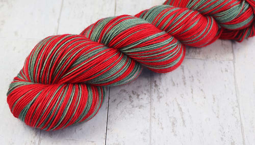 Scarlet & Olive Green: Self Striping Merino Yarn - Sorority, Fraternity Colors - Dyed to Order