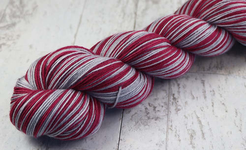 Silver & Bordeaux: Self Striping Merino Yarn - Sorority, Fraternity Colors - Dyed to Order