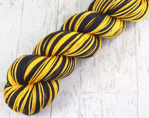 BLACK GOLD WHITE: SW Merino/Nylon - Hand-dyed Self-Stripe Sport weight yarn - PITTSBURGH