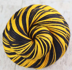 BLACK GOLD WHITE: SW Merino/Nylon - Hand-dyed Self-Stripe Sport weight yarn - PITTSBURGH