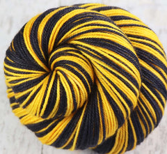 BLACK GOLD WHITE: SW Merino/Nylon - Hand-dyed Self-Stripe Sport weight yarn - PITTSBURGH